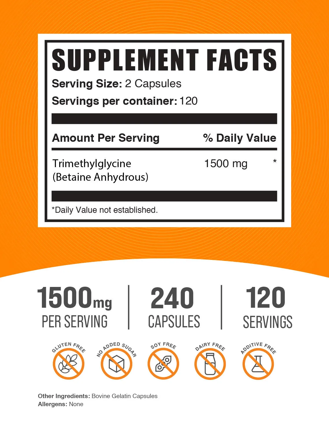 Betaine Anhydrous (TMG) Capsules