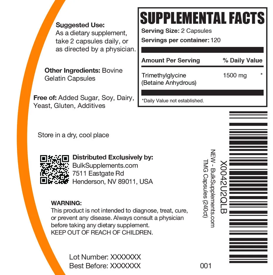 Betaine Anhydrous (TMG) Capsules