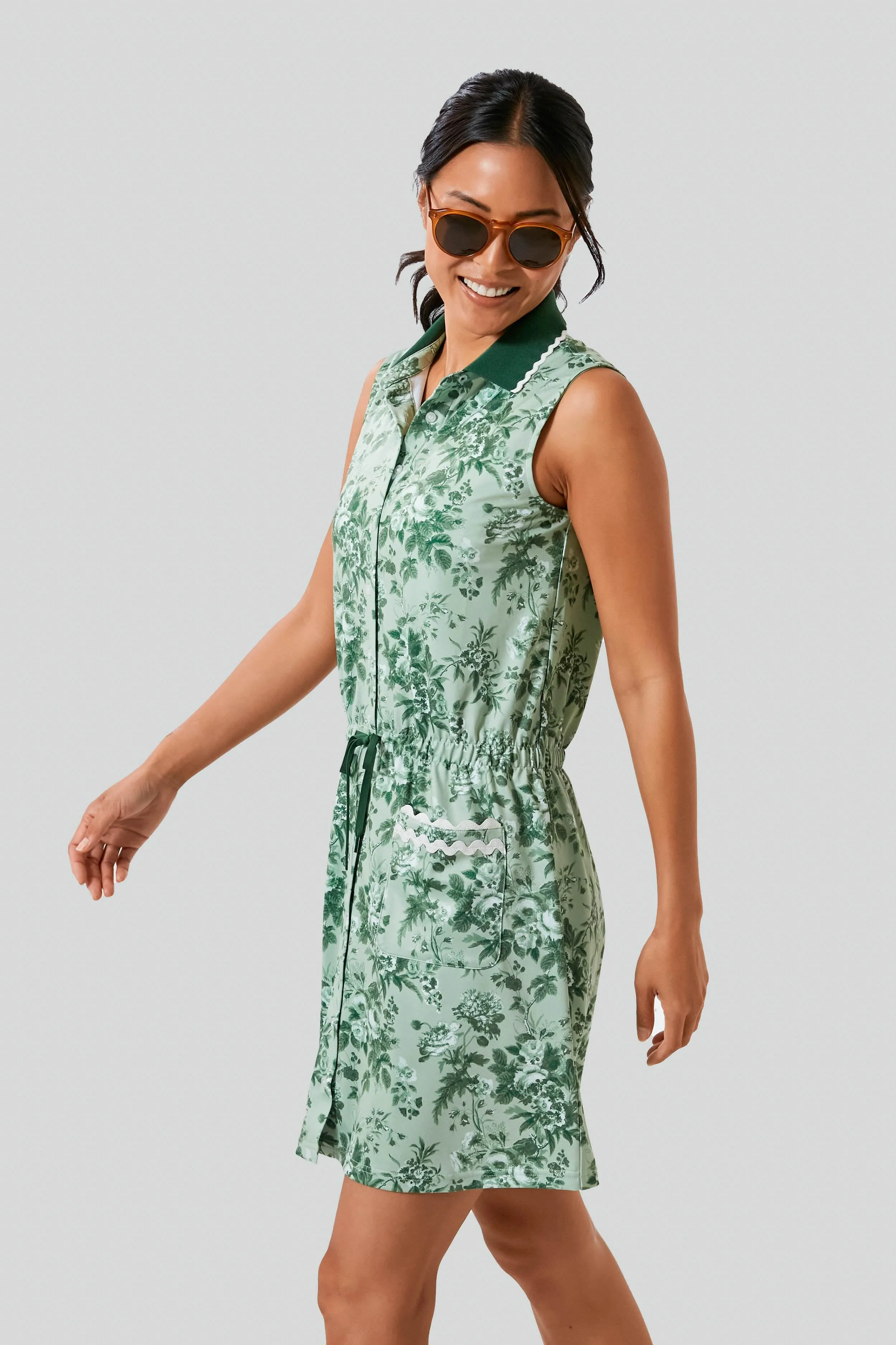 Green Bouquet Sleeveless Alcott Golf Dress