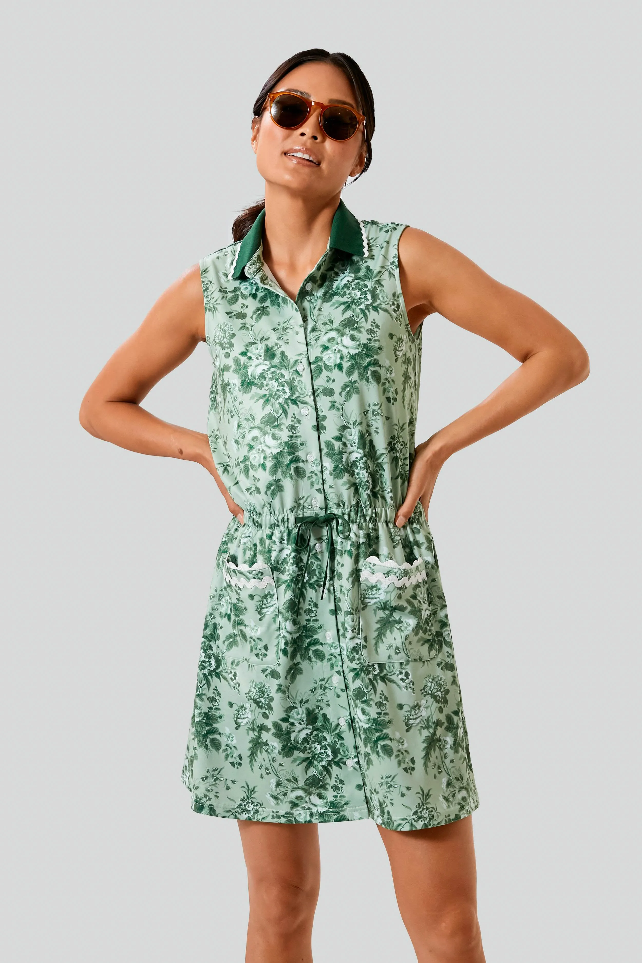 Green Bouquet Sleeveless Alcott Golf Dress