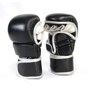 X-Fitness XF2001 7 oz MMA Hybrid Sparring Gloves-BLK/SILVER